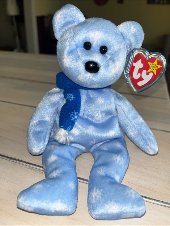Ty Other - Ty 1999 Holiday Teddy - Blue Snowflake Bear Beanie Baby with Scarf